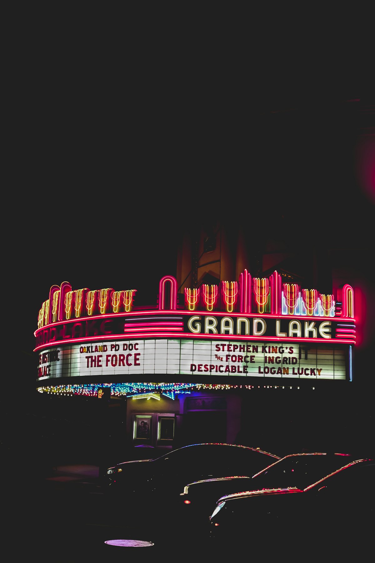 Theatre marquee with bulb letters