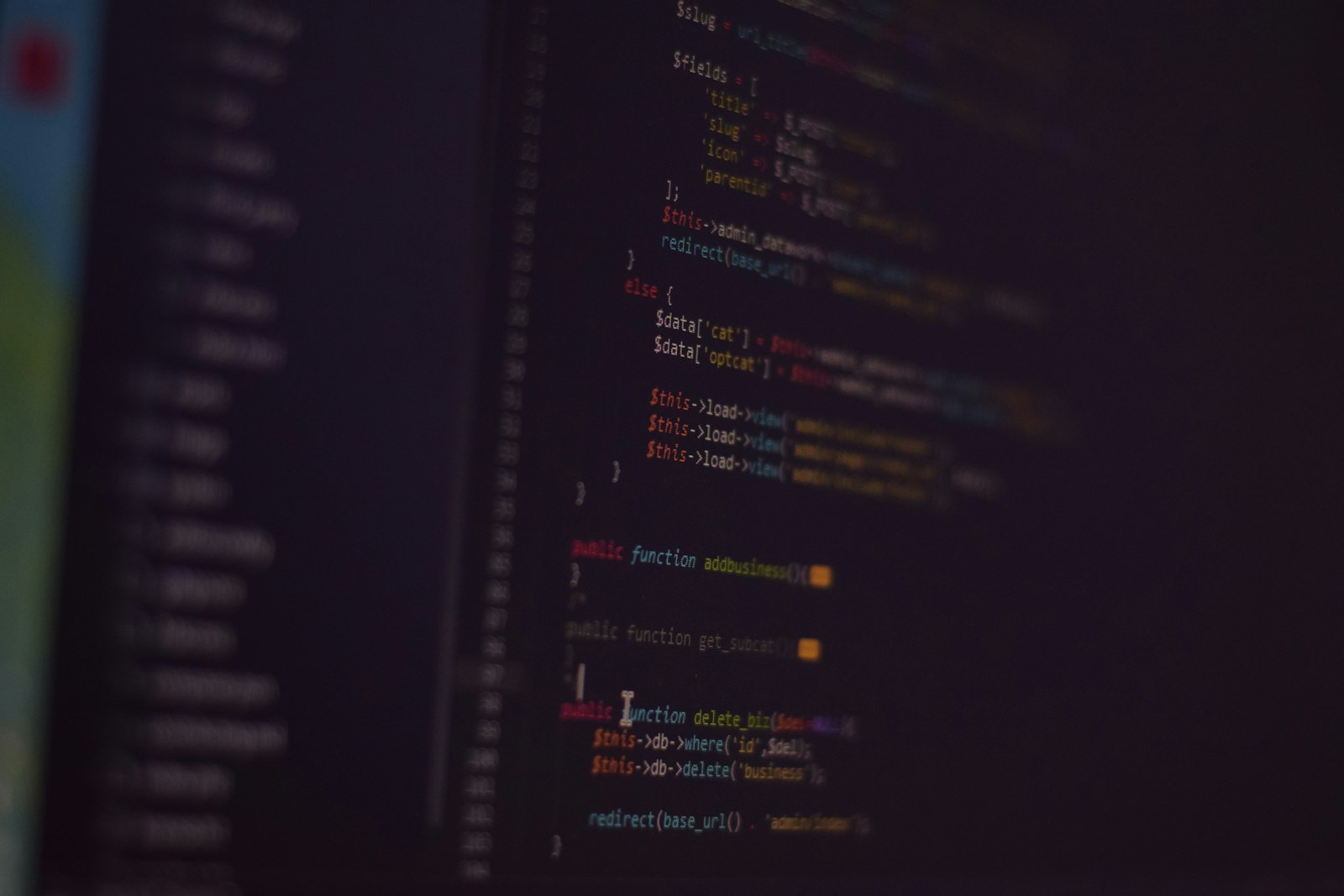 Dark terminal screen with code